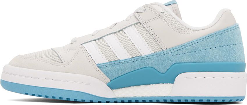Adidas Originals Off-White & Blue Forum Low Sneakers - Picture 3