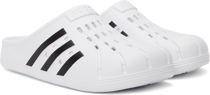 Adidas Originals White & Black Adilette Clog Sandals - Picture 2