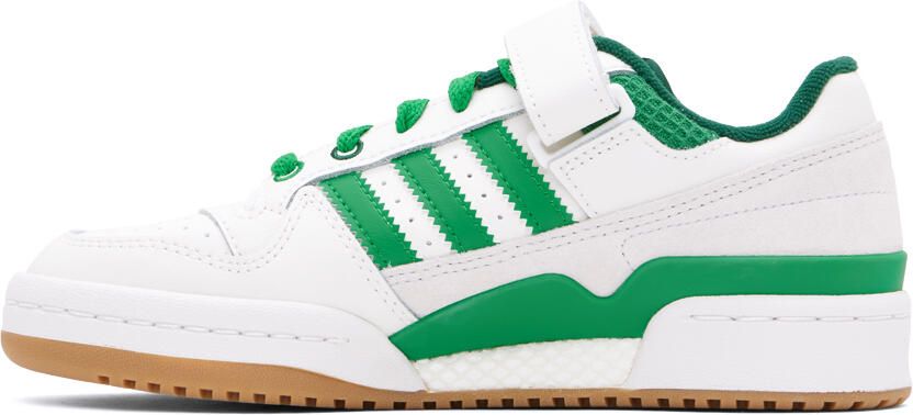 Adidas Originals White & Green Forum Low Sneakers - Picture 3