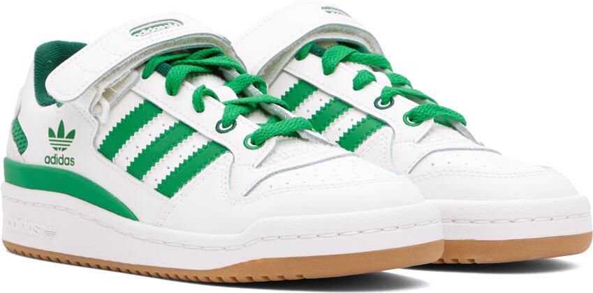 Adidas Originals White & Green Forum Low Sneakers - Picture 2