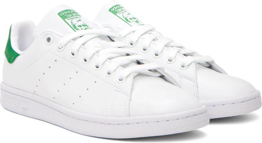 Adidas Originals White & Green Stan Smith Sneakers - Picture 6