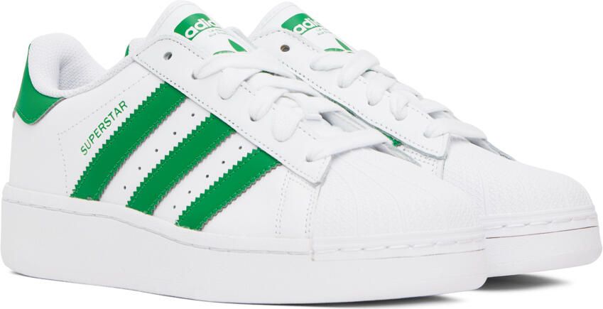 Adidas Originals White & Green Superstar Sneakers - Picture 2