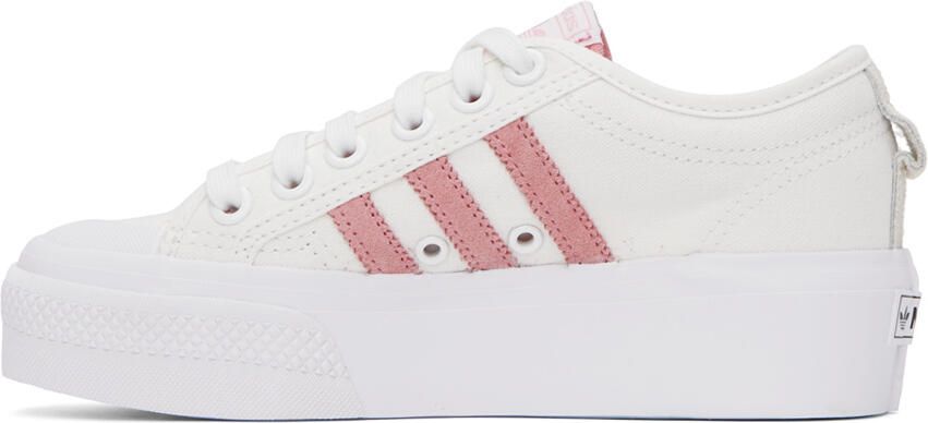 Adidas Originals White & Pink Nizza Platform Sneakers - Picture 3