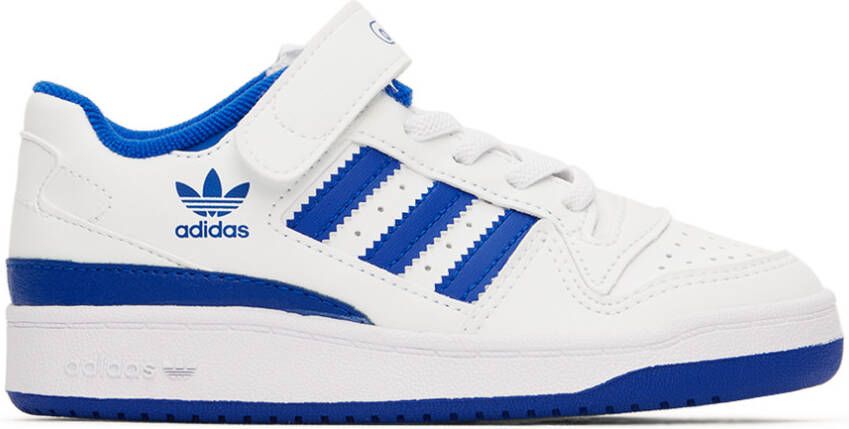 Adidas Kids White & Blue Forum Low Little Kids Sneakers - Picture 2