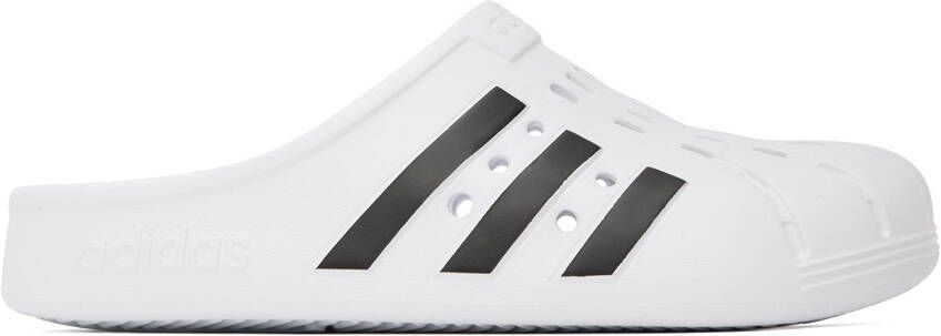 Adidas Originals White & Black Adilette Clog Sandals - Picture 8