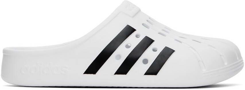 Adidas Originals White & Black Adilette Clog Sandals