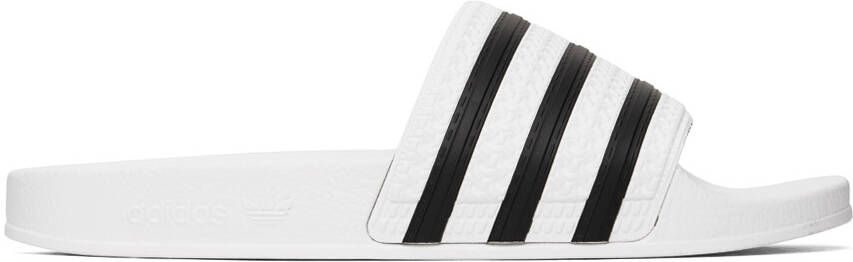 adidas Originals White & Black Adilette Slides