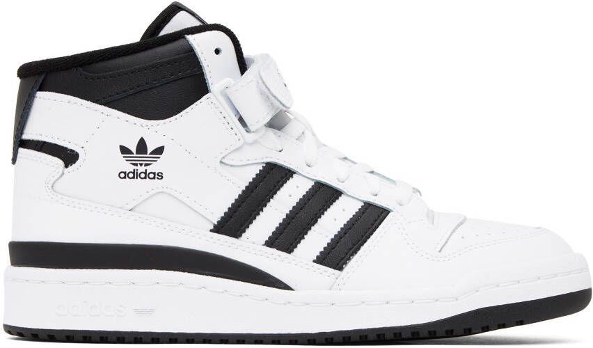 Adidas Originals White & Black Forum Mid Sneakers - Picture 3