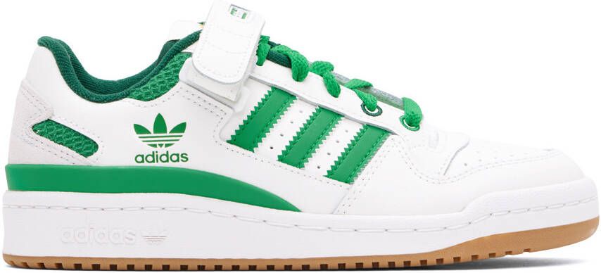 Adidas Originals White & Green Forum Low Sneakers