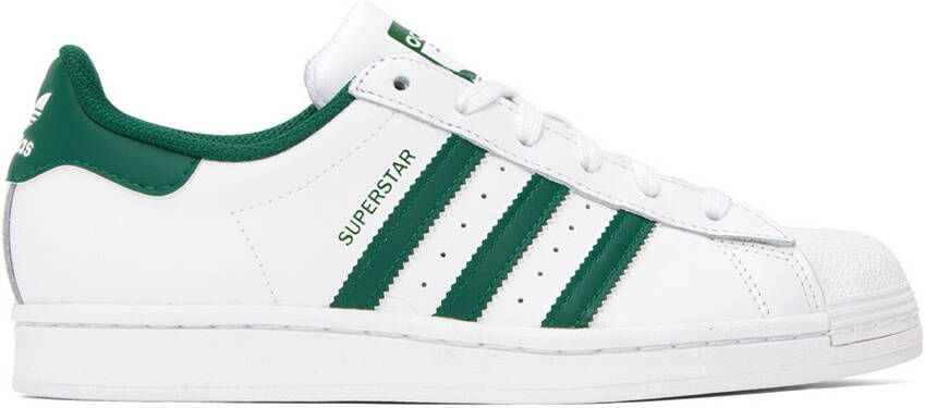 Adidas Originals White & Green Superstar Sneakers