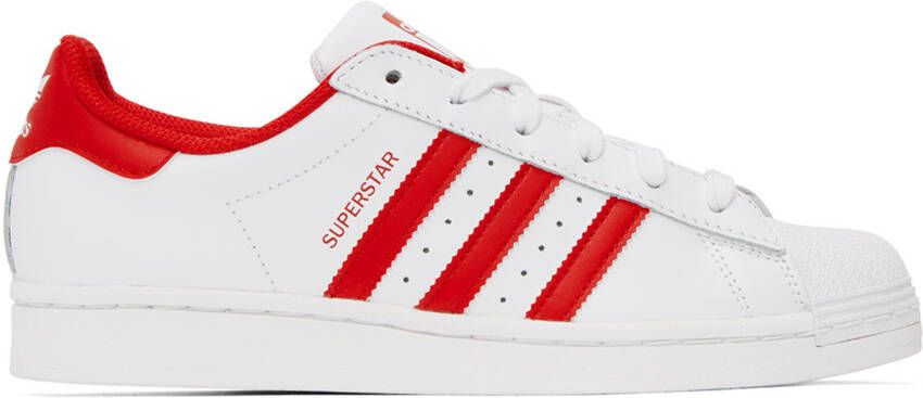 Adidas Originals White & Red Superstar Sneakers