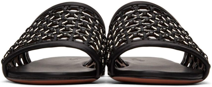 ALAÏA Black Braided Eyelet Sandals - Picture 1