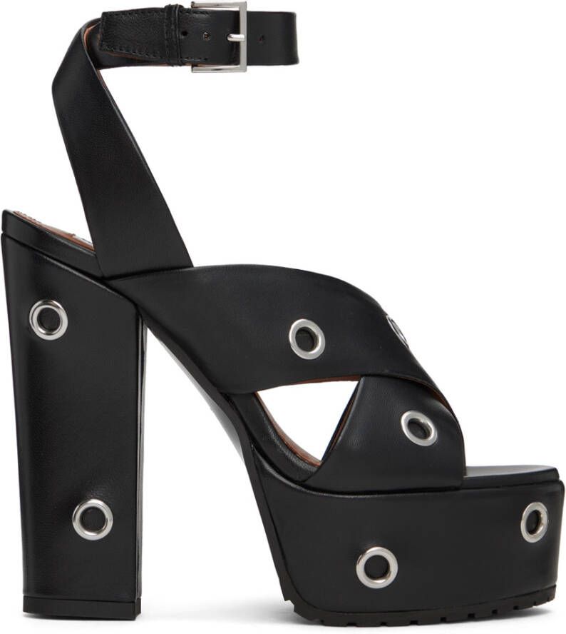 ALAÏA Black Eyelets Platform Sandals - Picture 1