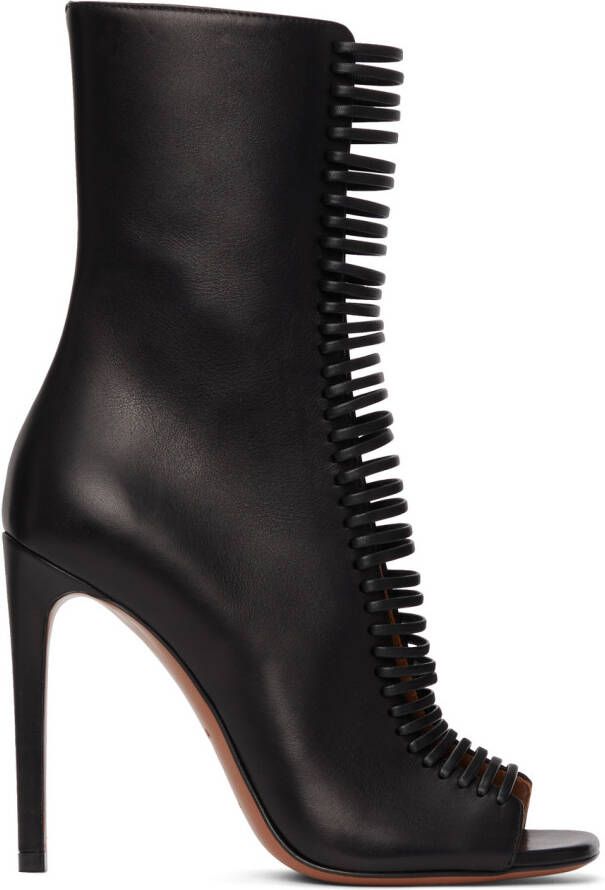 ALAÏA Black Leather Lace-Up Heels