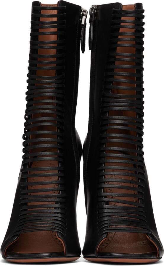 ALAÏA Black Leather Lace-Up Heels - Picture 5