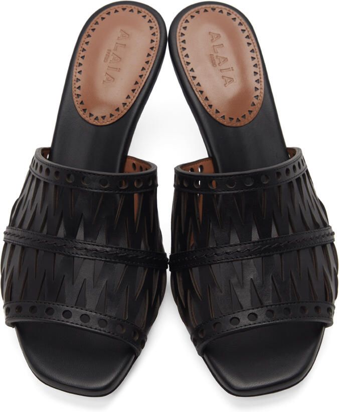 ALAÏA Black Openwork Decoupe Sandals - Picture 1