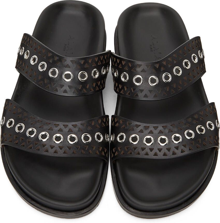 ALAÏA Black Strap Sandals - Picture 1