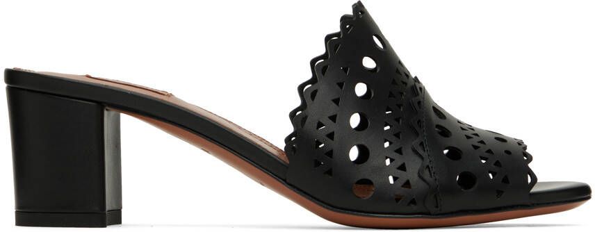 ALAÏA Black Vienne Mule Heeled Sandals