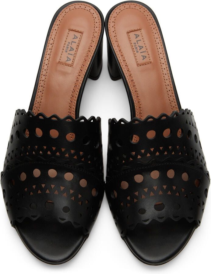 ALAÏA Black Vienne Mule Heeled Sandals - Picture 1