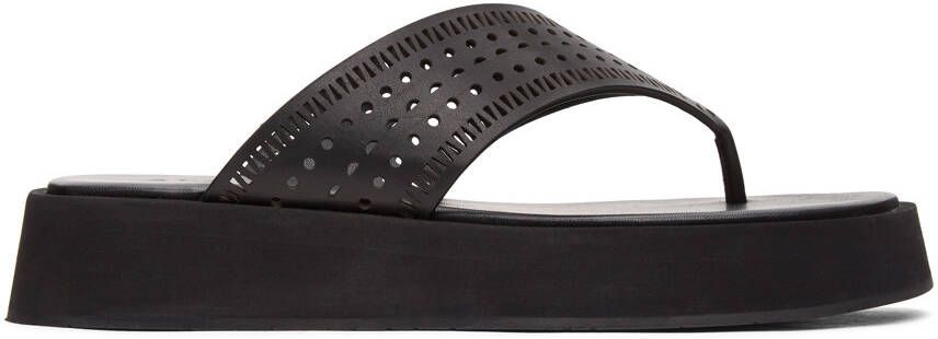ALAÏA Black Vienne Plastron Platform Sandals