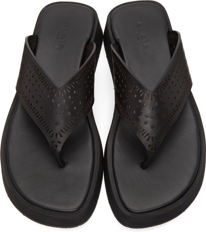 ALAÏA Black Vienne Plastron Platform Sandals - Picture 1