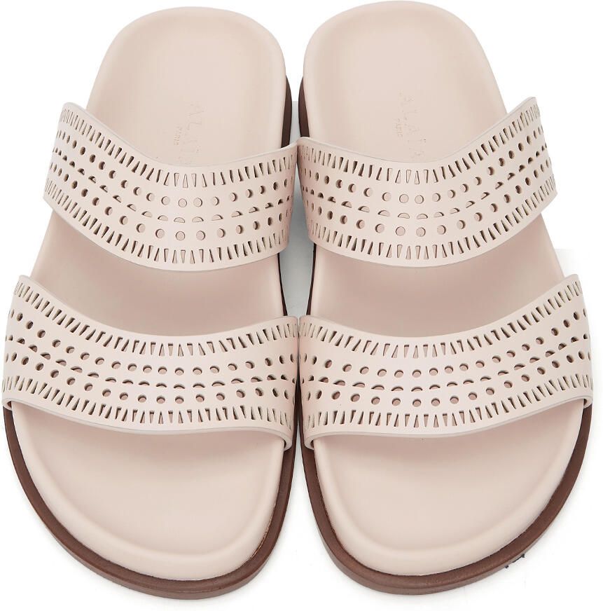ALAÏA Pink Perforated Straps Sandals - Picture 1