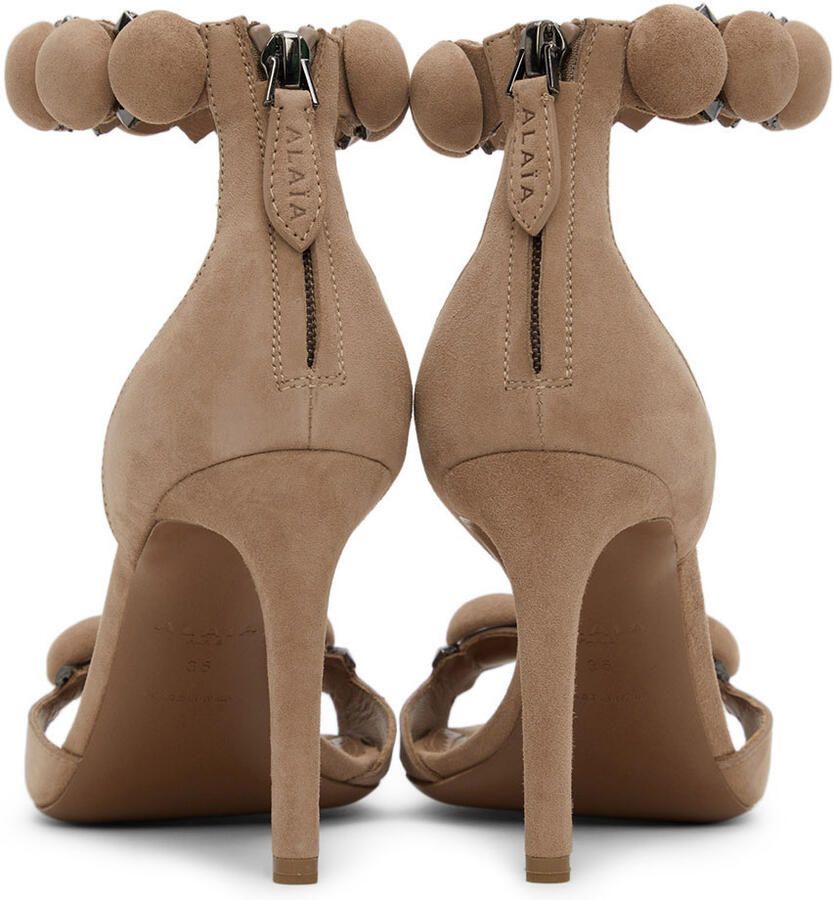 ALAÏA Pink Suede Bombe Sandals - Picture 1