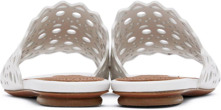 ALAÏA White Vienne Flat Mules - Picture 1