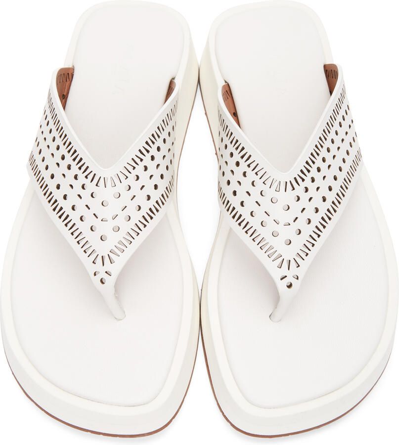 ALAÏA White Vienne Plastron Platform Sandals - Picture 1