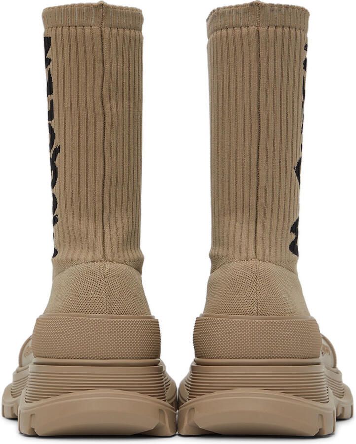 Alexander McQueen Beige Graffiti Knit Tread Slick Sneakers - Picture 3