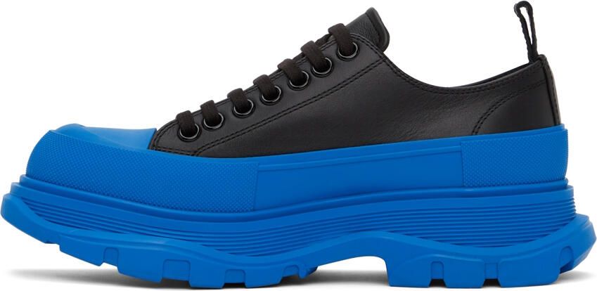 Alexander McQueen Black & Blue Tread Slick Low Sneakers - Picture 3