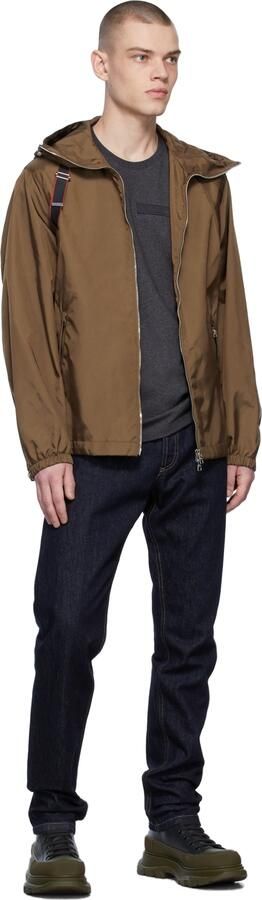 Alexander McQueen Black & Khaki Leather Tread Slick Sneakers - Picture 4