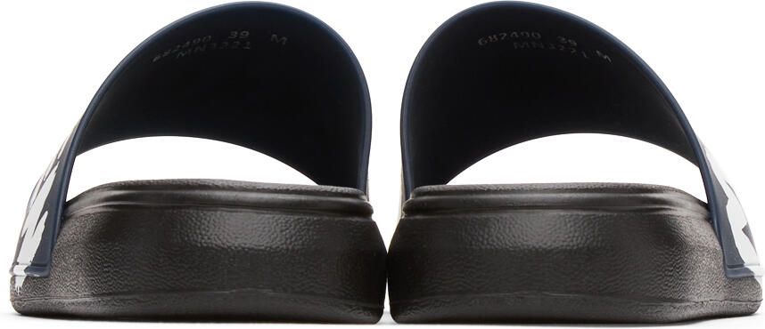 Alexander McQueen Black & Navy Rubber Pool Slides - Picture 2
