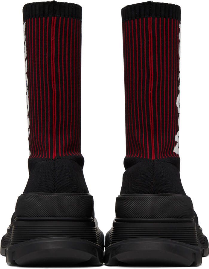 Alexander McQueen Black & Red Graffiti Tread Slick High-Top Sneakers - Picture 3
