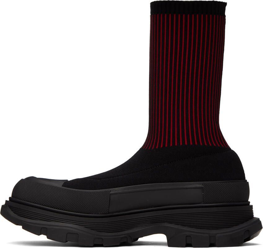 Alexander McQueen Black & Red Graffiti Tread Slick High-Top Sneakers