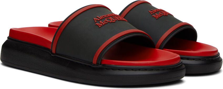 Alexander McQueen Black & Red Logo Pool Slides - Picture 2