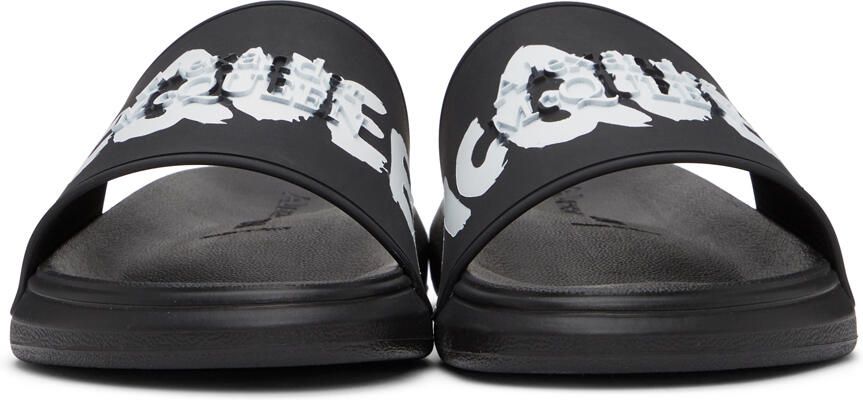 Alexander McQueen Black & White Graffiti Pool Slides - Picture 3