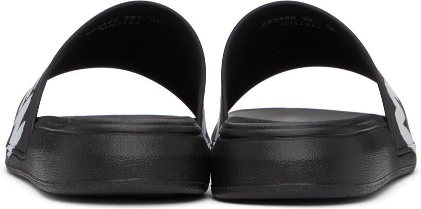 Alexander McQueen Black & White Graffiti Pool Slides - Picture 2