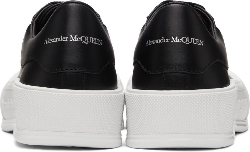 Alexander McQueen Black & White Leather Deck Plimsoll Sneakers - Picture 2