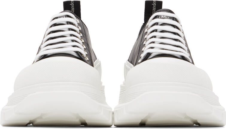 Alexander McQueen Black & White Leather Tread Slick Sneakers - Picture 3