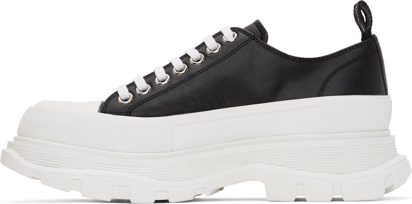 Alexander McQueen Black & White Leather Tread Slick Sneakers - Picture 2