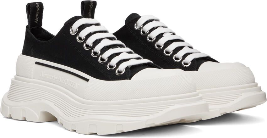 Alexander McQueen Black & White Slick Sneakers - Picture 2