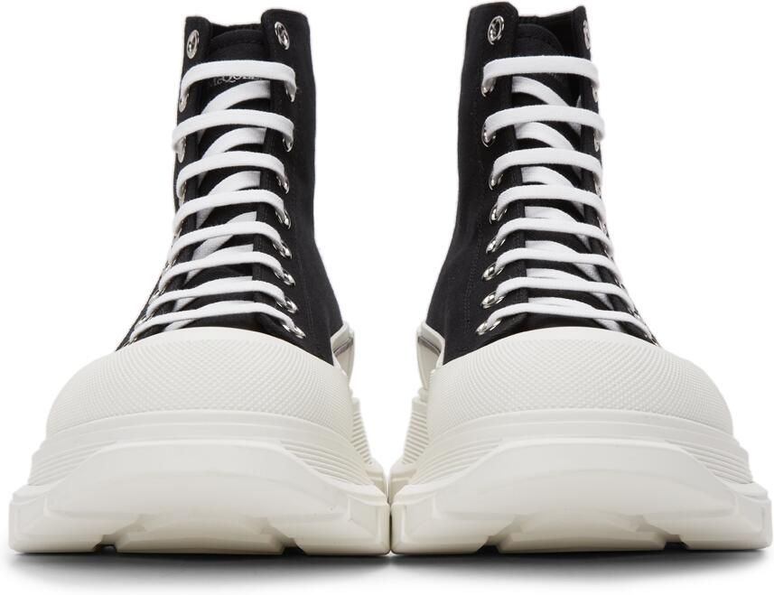 Alexander McQueen Black & White Tread Slick Hi Sneakers - Picture 2