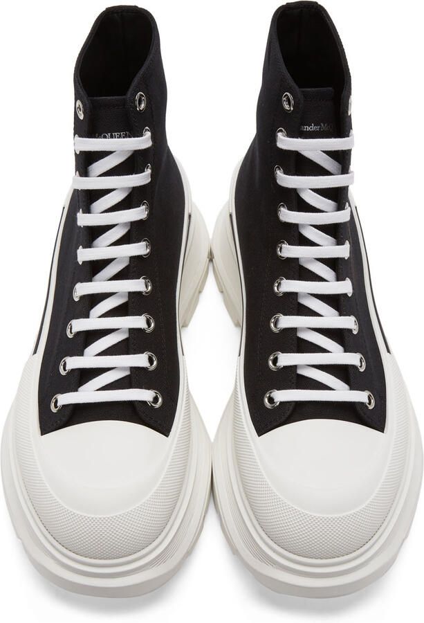 Alexander McQueen Black & White Tread Slick Hi Sneakers - Picture 3