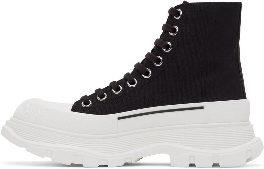 Alexander McQueen Black & White Tread Slick High Sneakers - Picture 3