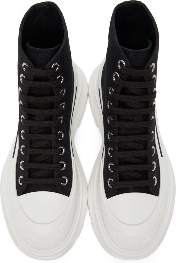 Alexander McQueen Black & White Tread Slick High Sneakers - Picture 2