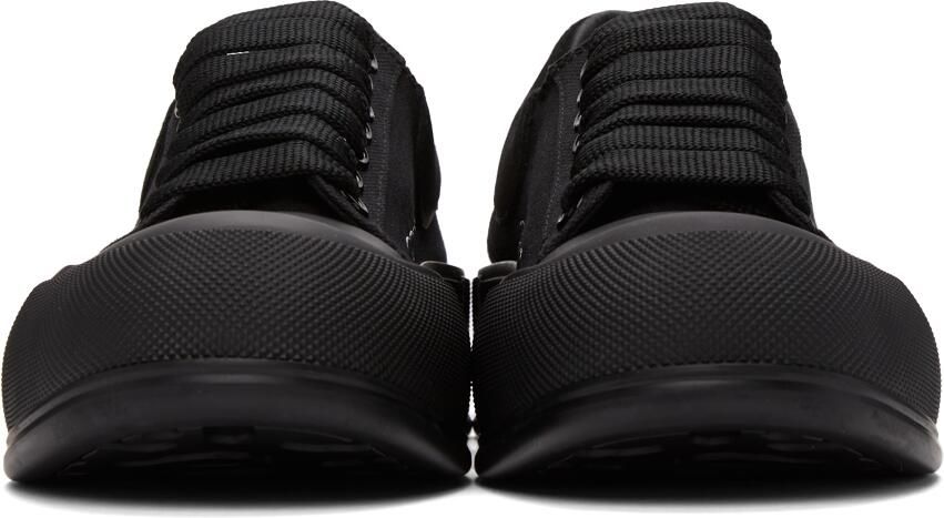 Alexander McQueen Black Deck Lace-Up Plimsoll Sneakers - Picture 2