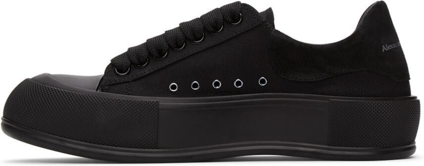 Alexander McQueen Black Deck Lace-Up Plimsoll Sneakers - Picture 3