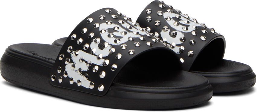 Alexander McQueen Black Graffiti Slides - Picture 2