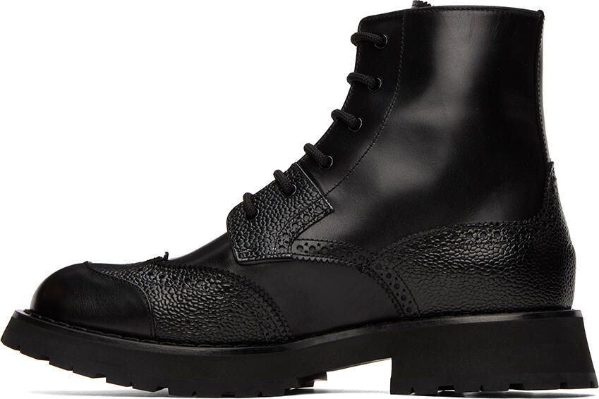 Alexander McQueen Black Leather Lace-Up Boots - Picture 3